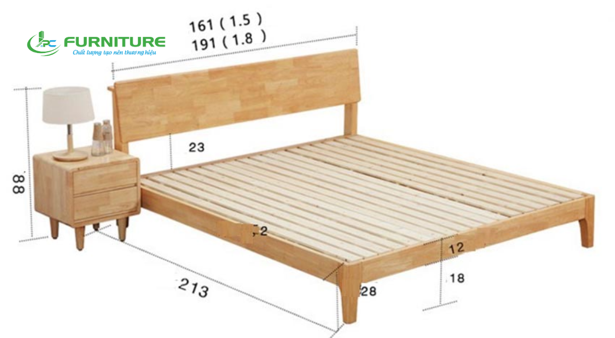 kích thước giường gỗ công nghiệp